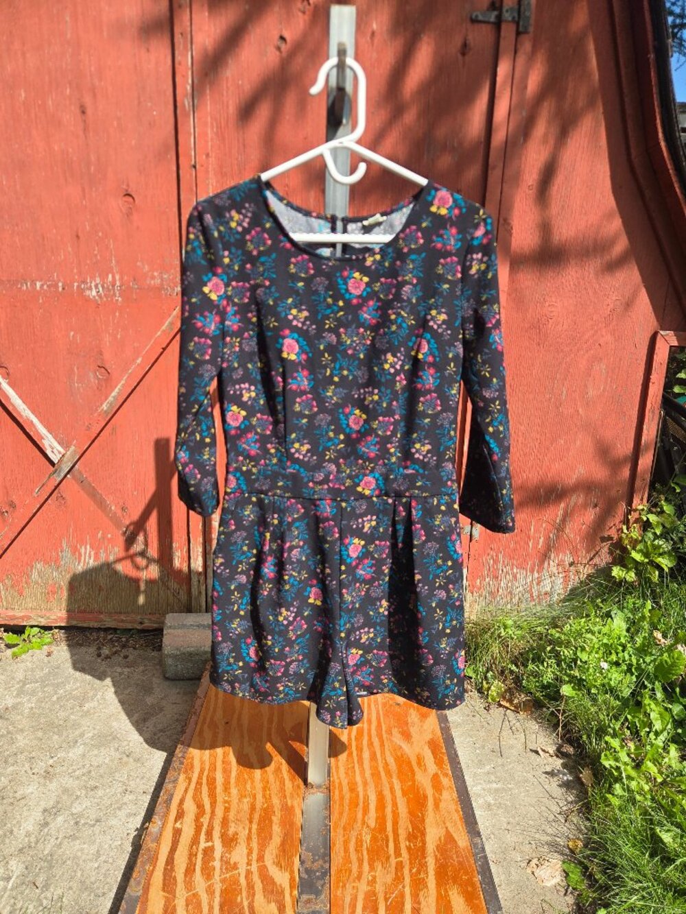 Garage Floral Long-Sleeved Romper with Pockets size M